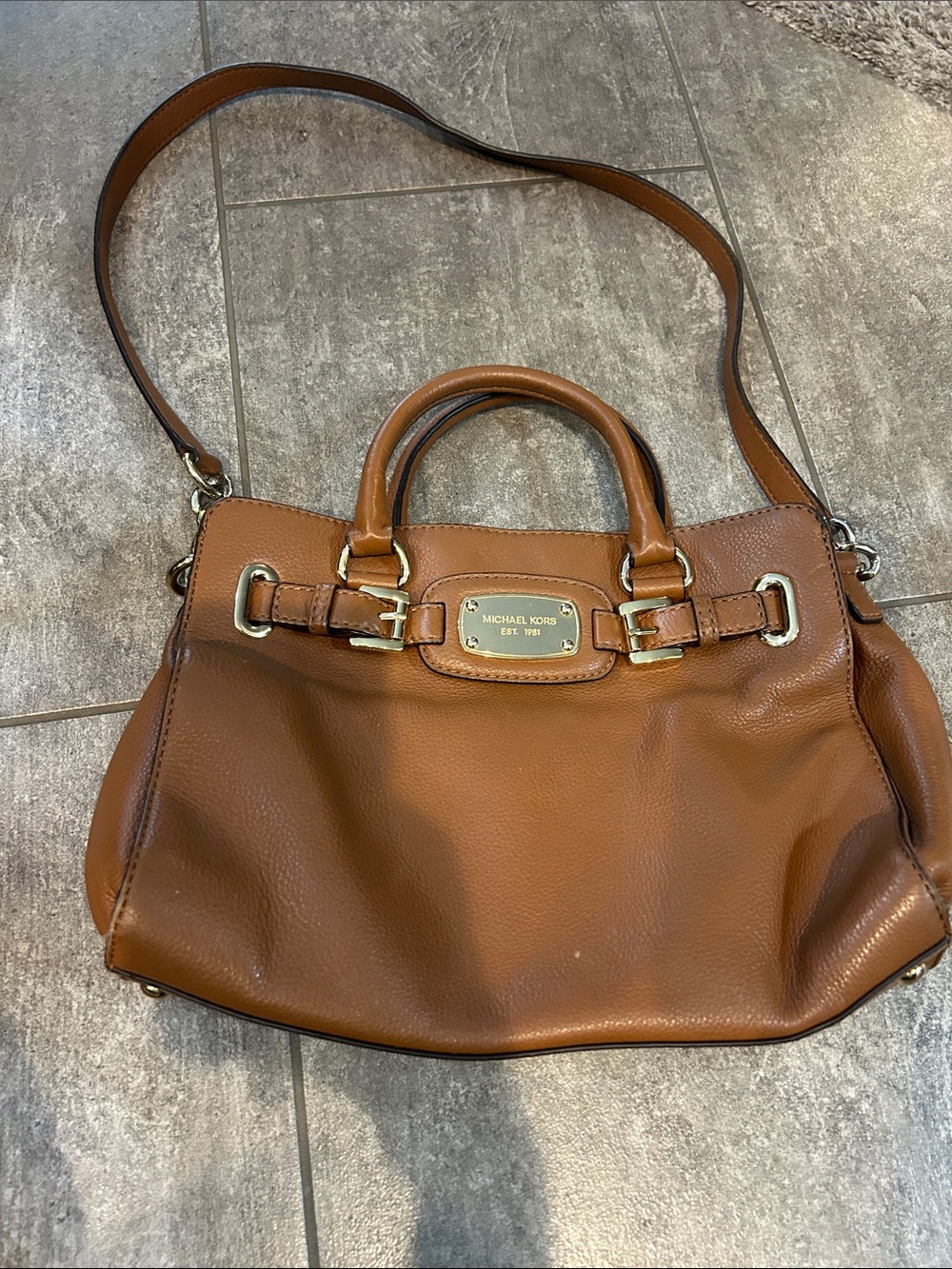 Michael Kors Brown Leather Satchel with Gold Hardware